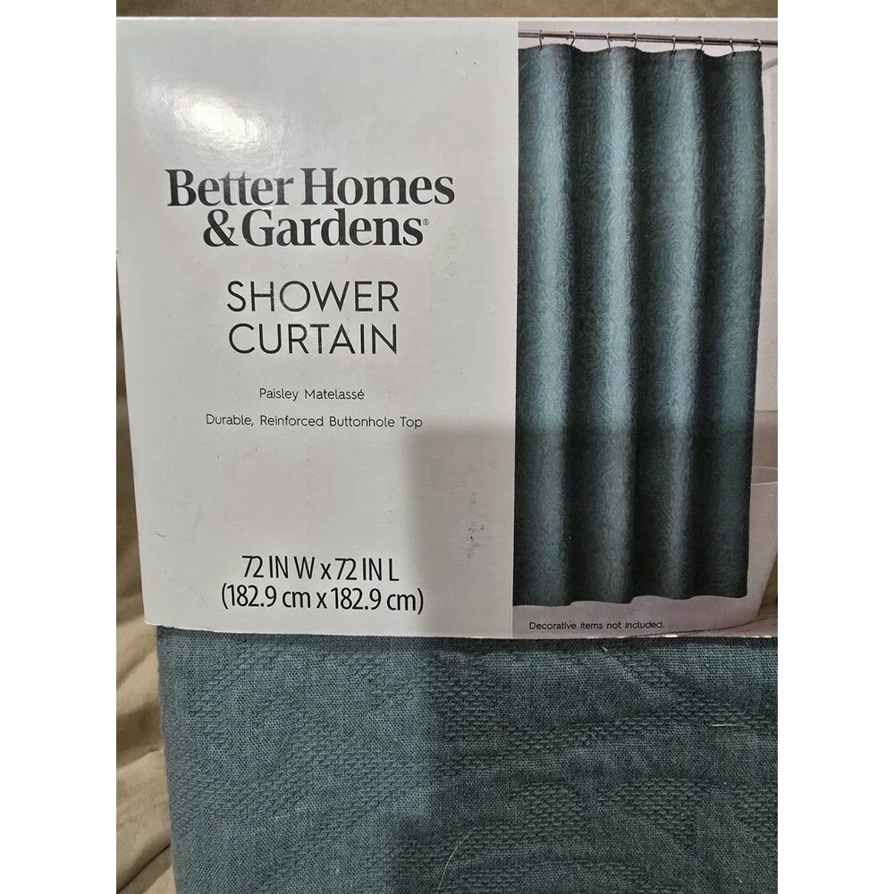 Better Homes & Gardens Seafoam Teall 72” x 72” Cotton Shower Curtain - NEW
